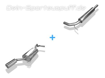 Fox Edelstahl Sportauspuff-Komplettanlage ab Kat VW Polo 6KV Classic u. Variant 1x90mm rund eingerollt gerade mit Absorber