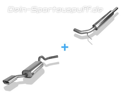Fox Edelstahl Sportauspuff-Komplettanlage ab Kat VW Polo 6KV Classic u. Variant 135x80mm flachoval eingerollt abgeschrägt mit Absorber