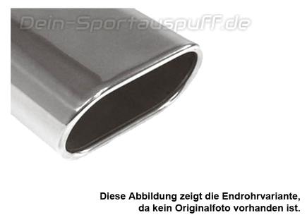 Fox Edelstahl Sportauspuff-Komplettanlage ab Kat VW Polo 9N Cross 150x70mm flachoval eingerollt abgeschrägt