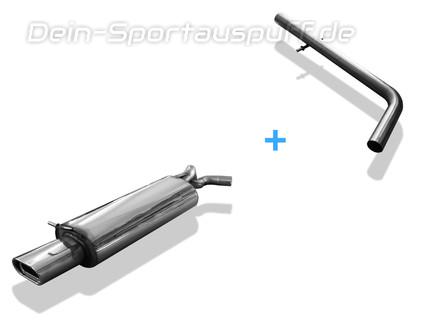 Fox Edelstahl Racing-Komplettanlage ab Kat. VW New Beetle 1C 9C u. Cabrio 1Y 135x80mm flachoval eingerollt abgeschrägt mit Absorber