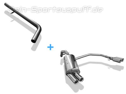 Fox Edelstahl Duplex Racing-Komplettanlage ab Kat. VW New Beetle 1C 9C 2x76mm rund eingerollt gerade mit Absorber