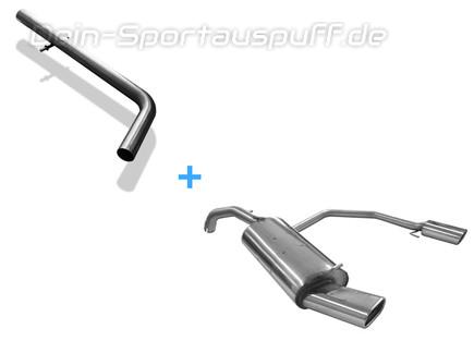 Fox Edelstahl Duplex Racing-Komplettanlage ab Kat. VW New Beetle 1C 9C 135x80mm flachoval eingerollt abgeschrägt mit Absorber