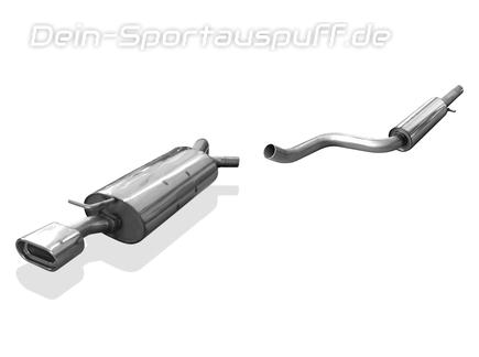 Fox Edelstahl Sportauspuff-Komplettanlage ab Kat (Ø63,5mm-System) VW New Beetle 1C 9C u. Cabrio 1Y 135x80mm flachoval eingerollt abgeschrägt mit Absorber