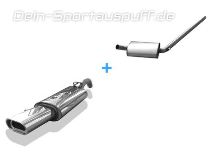 Fox Edelstahl Sportauspuff-Komplettanlage ab Kat VW Golf 2 135x80mm flachoval eingerollt abgeschrägt mit Absorber