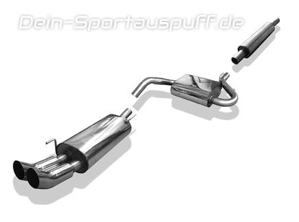 Fox Edelstahl Sportauspuff-Komplettanlage ab Kat VW Golf 3 inkl. Cabrio 2x76mm DTM rund scharf gerade