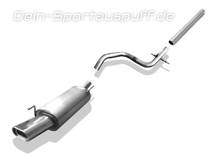 Fox Edelstahl Racing-Komplettanlage ab Kat. VW Golf 3 inkl. Cabrio 135x80mm flachoval eingerollt abgeschrägt mit Absorber