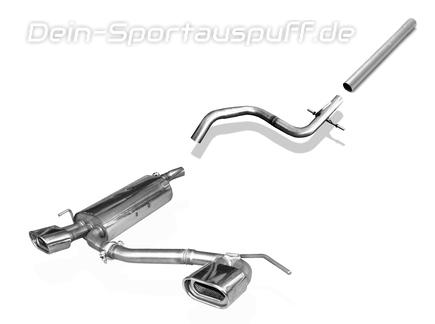 Fox Edelstahl Duplex Racing-Komplettanlage ab Kat. VW Golf 3 inkl. Cabrio 135x80mm flachoval eingerollt abgeschrägt mit Absorber