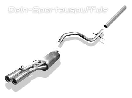 Fox Edelstahl Racing-Komplettanlage ab Kat. VW Golf 3 Variant 2x76mm rund eingerollt gerade mit Absorber