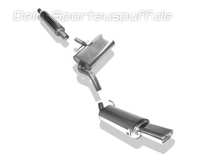 Fox Edelstahl Sportauspuff-Komplettanlage ab Kat VW Golf 3 GTI u. VR6 135x80mm flachoval eingerollt abgeschrägt mit Absorber