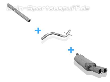 Fox Edelstahl Racing-Komplettanlage ab Kat. VW Golf 3 GTI u. VR6 2x76mm rund eingerollt gerade mit Absorber