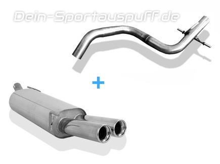 Fox Edelstahl Racing-Komplettanlage ab Kat. VW Golf 4 Cabriolet 2x76mm rund eingerollt gerade mit Absorber