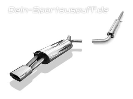 Fox Edelstahl Sportauspuff-Komplettanlage ab Kat VW Golf 4 Variant 135x80mm flachoval eingerollt abgeschrägt mit Absorber