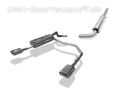 Fox Edelstahl Duplex Sportauspuff-Komplettanlage ab Kat VW Golf 4 Variant 135x80mm flachoval eingerollt abgeschrägt mit Absorber