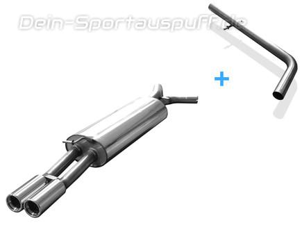 Fox Edelstahl Racing-Komplettanlage ab Kat. VW Golf 4 Variant 2x76mm rund eingerollt gerade mit Absorber