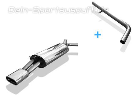 Fox Edelstahl Racing-Komplettanlage ab Kat. VW Golf 4 Variant 135x80mm flachoval eingerollt abgeschrägt mit Absorber