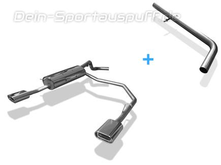 Fox Edelstahl Duplex Racing-Komplettanlage ab Kat. VW Golf 4 Variant 135x80mm flachoval eingerollt abgeschrägt mit Absorber