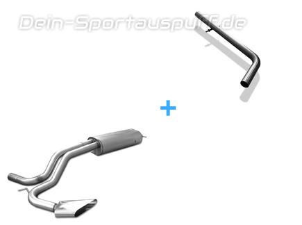 Fox Edelstahl Racing-Komplettanlage ab Kat. Sidepipe VW Golf 4 Variant 130x50mm flachoval scharf abgeschrägt