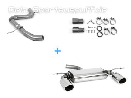 Fox Edelstahl Duplex Racing-Komplettanlage ab Kat. VW Golf 5 TSI 129x106mm oval eingerollt abgeschrägt