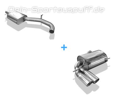 Fox Edelstahl Sportauspuff-Komplettanlage ab Kat VW Golf 5 4motion 2x90mm rund eingerollt abgeschrägt mit Absorber