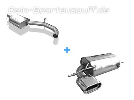 Fox Edelstahl Sportauspuff-Komplettanlage ab Kat VW Golf 5 4motion 160x80mm flachoval eingerollt abgeschrägt mit Absorber