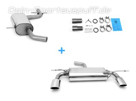 Fox Edelstahl Duplex Sportauspuff-Komplettanlage ab Kat VW Golf 5 Plus 106x71mm oval eingerollt abgeschrägt