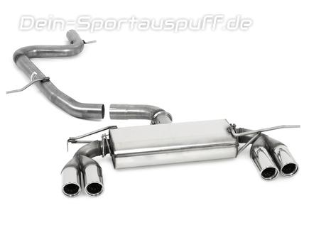 Fox Edelstahl Duplex Racing-Komplettanlage ab Kat. VW Golf 6 GTD 2x76mm rund eingerollt abgeschrägt mit Absorber