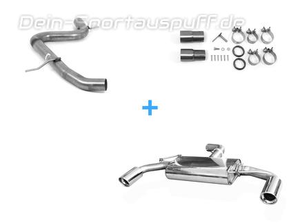 Fox Edelstahl Duplex Racing-Komplettanlage ab Kat. VW Golf 6 GTD 1x90mm rund eingerollt abgeschrägt mit Absorber