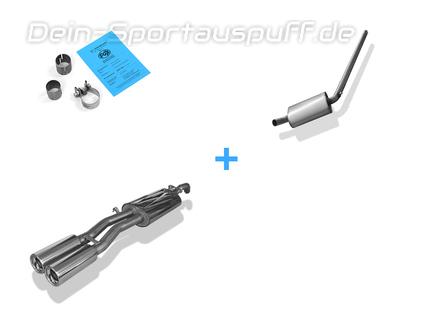 Fox Edelstahl Sportauspuff-Komplettanlage ab Kat VW Jetta 2 19E 2x80mm rund eingerollt gerade mit Absorber