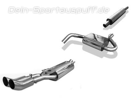 Fox Edelstahl Sportauspuff-Komplettanlage ab Kat VW Vento Typ 1HX 2x76mm DTM rund scharf gerade