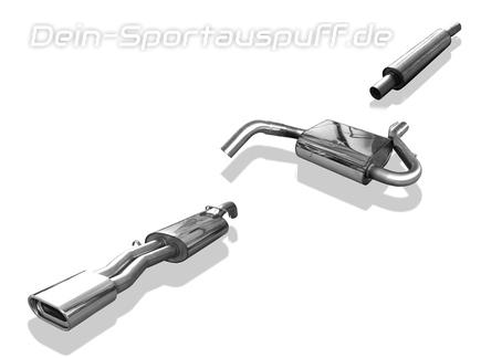 Fox Edelstahl Sportauspuff-Komplettanlage ab Kat VW Vento Typ 1HX 135x80mm flachoval eingerollt abgeschrägt mit Absorber