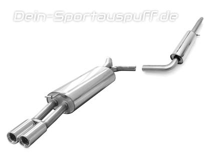 Fox Edelstahl Sportauspuff-Komplettanlage ab Kat VW Bora 1J inkl. Variant 2x76mm rund eingerollt gerade mit Absorber