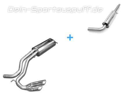 Fox Edelstahl Sidepipe Komplettanlage ab Kat VW Bora 1J inkl. Variant 2x70mm rund scharf gerade