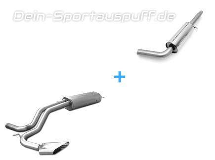 Fox Edelstahl Sidepipe Komplettanlage ab Kat VW Bora 1J inkl. Variant 130x50mm flachoval scharf abgeschrägt