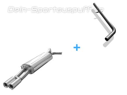 Fox Edelstahl Racing-Komplettanlage ab Kat. VW Bora 1J inkl. Variant 2x76mm rund eingerollt gerade mit Absorber