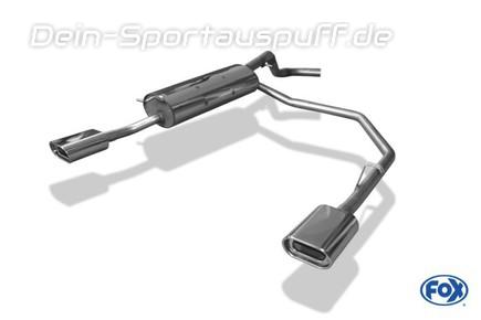 Fox Edelstahl Duplex Racing-Komplettanlage ab Kat. VW Bora 1J inkl. Variant 135x80mm flachoval eingerollt abgeschrägt mit Absorber
