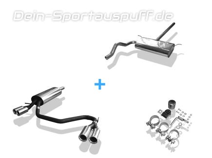 Fox Edelstahl Duplex Sportauspuff-Komplettanlage ab Kat VW Passat 3B 3BG 2x76mm rund eingerollt gerade mit Absorber