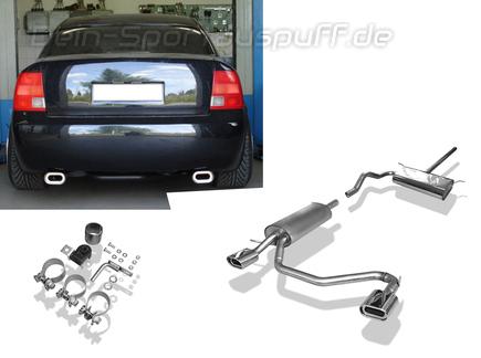 Fox Edelstahl Duplex Sportauspuff-Komplettanlage ab Kat VW Passat 3B 3BG 135x80mm flachoval eingerollt abgeschrägt mit Absorber