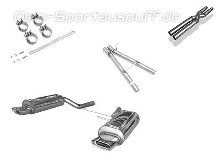 Fox Edelstahl Duplex Racing-Komplettanlage ab Kat. VW Passat 3B 3BG 4-Motion 150x70mm flachoval eingerollt abgeschrägt mit Absorber