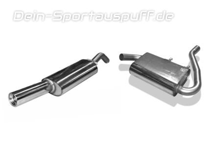 Fox Edelstahl Sportauspuff-Komplettanlage ab VSD VW Corrado G60 1x90mm rund eingerollt gerade mit Absorber