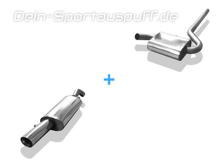 Fox Edelstahl Sportauspuff-Komplettanlage ab Kat (Ø63,5mm-System) VW Corrado G60 1x90mm rund doppelwandig abgeschrägt