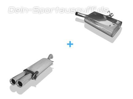 Fox Edelstahl Sportauspuff-Komplettanlage ab VSD VW Corrado 2.0l 16V 2x76mm rund eingerollt gerade mit Absorber