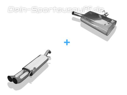 Fox Edelstahl Sportauspuff-Komplettanlage ab VSD VW Corrado 2.0l 16V 2x76mm DTM rund scharf gerade