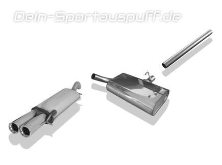 Fox Edelstahl Racing-Komplettanlage ab Kat. VW Corrado 2.0l 16V 2x76mm rund eingerollt gerade mit Absorber