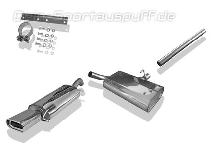 Fox Edelstahl Racing-Komplettanlage ab Kat. VW Corrado 2.0l 16V 135x80mm flachoval eingerollt abgeschrägt mit Absorber