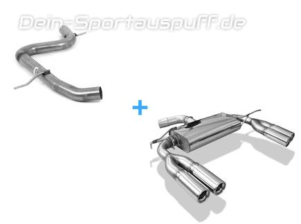 Fox Edelstahl Duplex Racing-Komplettanlage ab Kat. VW Eos 2.0l TFSI 2x80mm rund eingerollt gerade mit Absorber