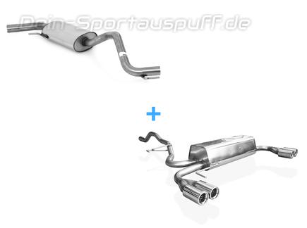 Fox Edelstahl Duplex Sportauspuff-Komplettanlage ab Kat VW T4 Syncro 2x76mm rund eingerollt gerade mit Absorber