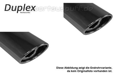 Fox Edelstahl Duplex Sportauspuff-Komplettanlage ab Kat VW T4 Syncro 115x85mm oval eingerollt abgeschrägt mit Absorber