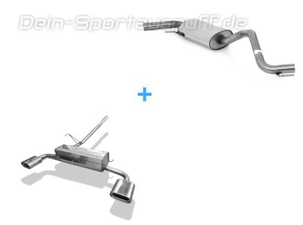 Fox Edelstahl Duplex Sportauspuff-Komplettanlage ab Kat VW T4 Syncro 160x80mm flachoval eingerollt abgeschrägt mit Absorber