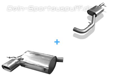 Fox Edelstahl Sportauspuff-Komplettanlage ab Kat VW Tiguan Typ 5N 160x80mm flachoval eingerollt abgeschrägt mit Absorber