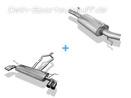 Fox Edelstahl Duplex Sportauspuff-Komplettanlage ab Kat VW Touareg 7L 3.2l V6 3.0l TDI V6 je 2x80mm rund doppelwandig abgeschrägt